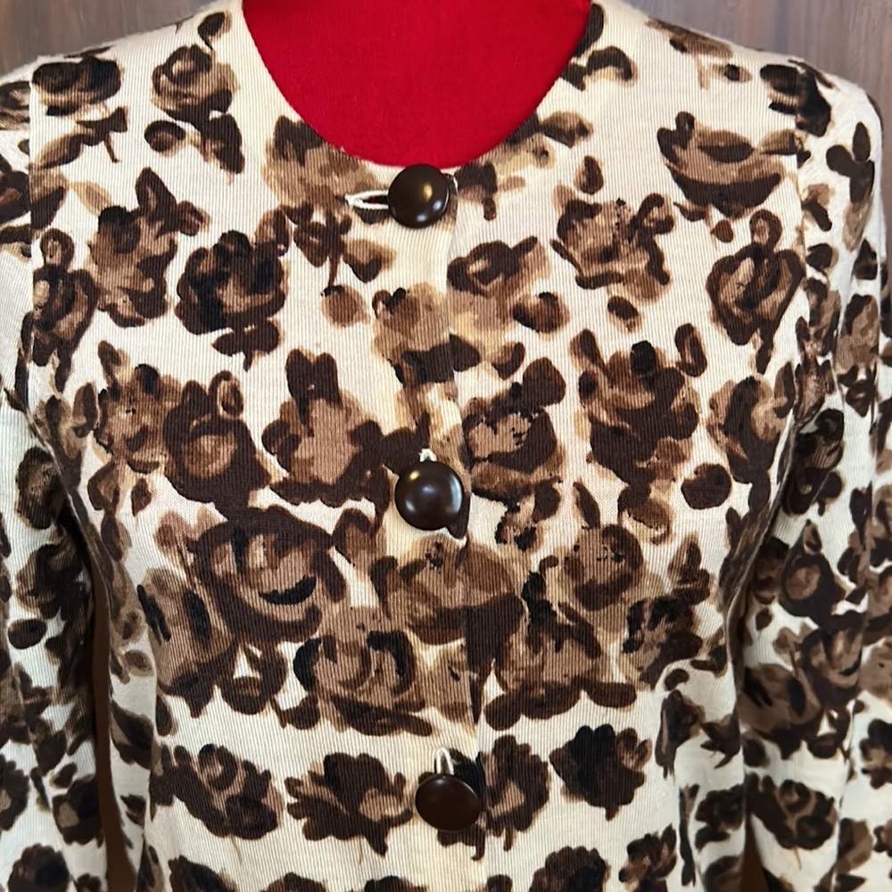 J Crew Chocolate Rosebuds Abstract Cardigan M